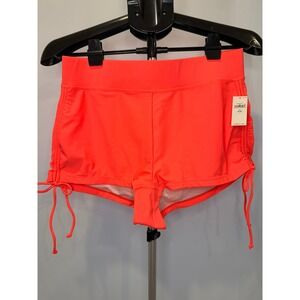 Old Navy Swim Shorts Neon Coral Ruched Cinch Side Women 1X